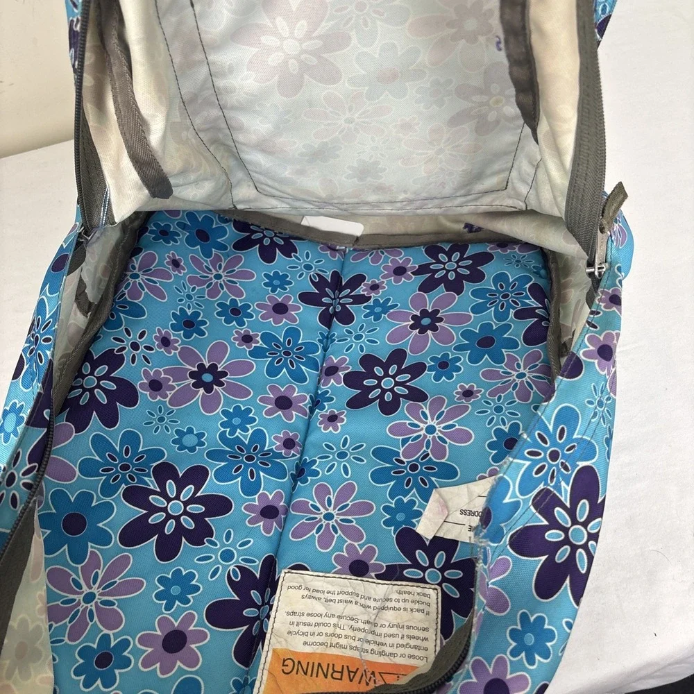 LL Bean Junior Backpack Floral Blue Purple